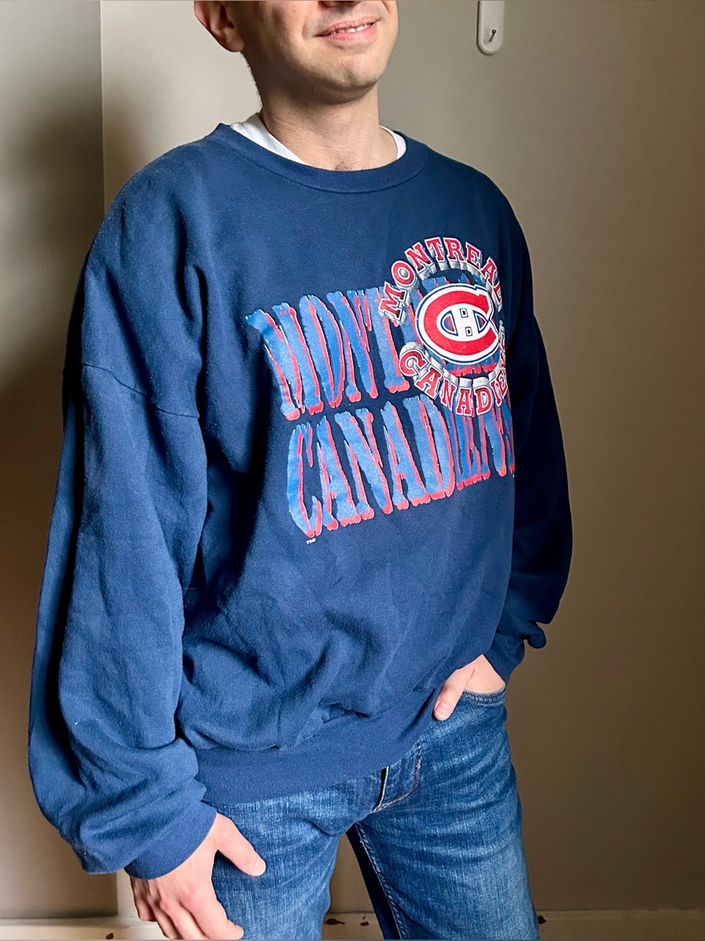 Montreal Canadiens Blue Sweater NHL vintage hockey